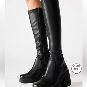 Steve Madden Berkleigh Black Platform Knee-High Boots